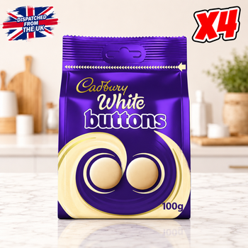 [해외] 100G 4PACK 캐드버리 화이트 초콜릿 버튼 Cadbury White Chocolate Buttons