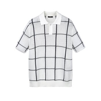 [25SS] 크림《Tartan crochet》카라넥 니트 ARSW5B601CR
