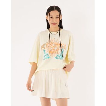 여성 라이트베이지 테리 플레어 쇼츠 반바지 CQPA3E560I1_P380116683