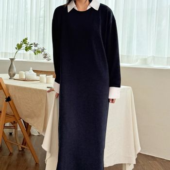 라렌 블랙 여성 빅사이즈 원피스 셔츠 롱 임부복 임산부 정장