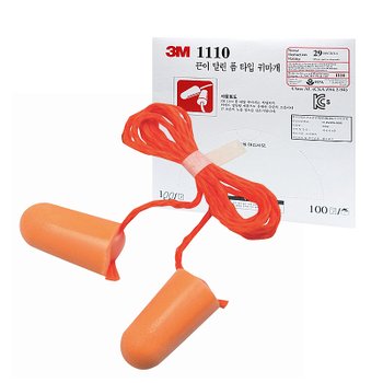 한국쓰리엠(주) 3M 끈달린 폼 타입 귀마개 100쌍 1박스 1110 소음차단