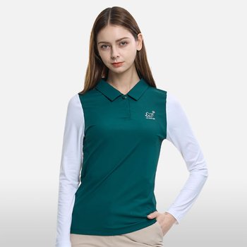 투엘라 러블리샷 여성 데일리 골지 냉감 소매배색 긴팔 카라 티셔츠(M6ST01)