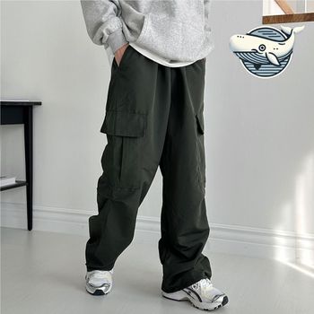 남성 카고 바지 와이드핏 립스톱 팬츠 캐주얼
