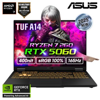 ASUS TUF A14 FA401UM-RG007 라이젠7-260/32GB/RTX5060 QHD 게이밍 노트북 휴대용 겜트북