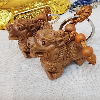 새해 복 액막이 액운 복숭아나무 중국 사자 액막이 열쇠고리 사자 키홀더 복숭아나무 악몽