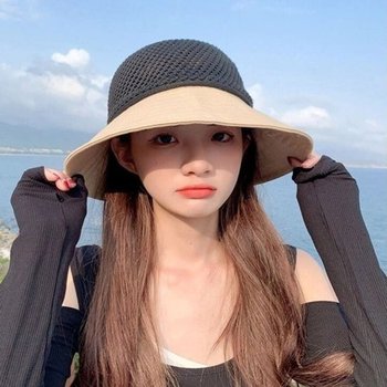 바캉스 여름 비치모자 빅리본 메쉬 버킷햇 밀짚모자 (WE3D2D8)