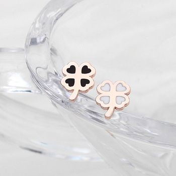 14K KN43DX88 금침 럭키 로즈골드 클로버 에폭시 피어싱