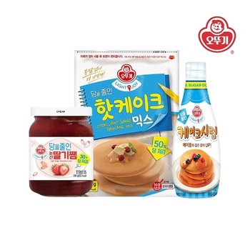 [오뚜기] 라이트앤조이 당을줄인 핫케이크믹스 800g+케이크시럽 220g+논산딸기쨈 290g