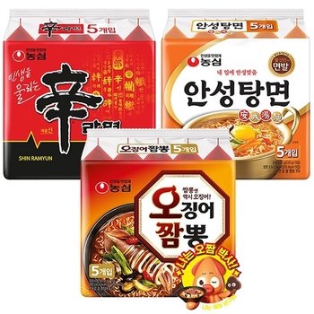 농심 신라면10봉지+오징어짬뽕5봉지+안성탕면5봉지 총20봉