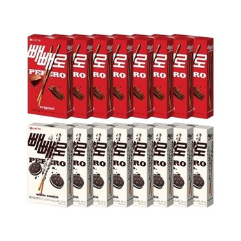 초코 빼빼로 46g 8개+화이트쿠키 빼빼로 37g 8개