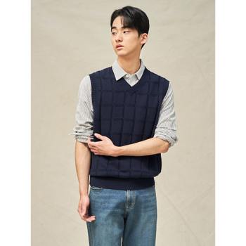 그리드 체크 베스트 네이비 (BC5351C03R)