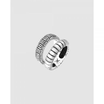 Kuzzoi 쿠조이 아이코닉 익스클루시브 - 반지 밴드 빈티지 세트 산화 처리 925 스털링 실버 7345