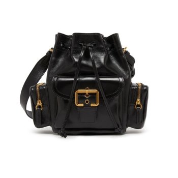 25 FW 끌로에 카메라 드로스트링 클로저 골드톤 피니시드 싱글 핸들 블랙 숄더백