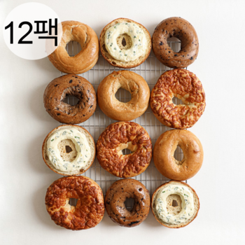 프로틴 두부 쌀 베이글 대파크림치즈 12팩 / 성수동제빵소 쫄깃 단백질14g