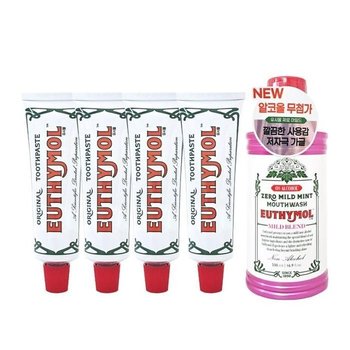 [ EUTHYMOL ] 유시몰 오리지널 핑크 치약 대용량 120g 4개+가글 500ml