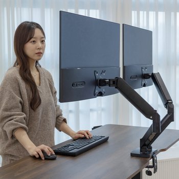 [오늘출발] 롱코 더 파이널 듀얼 모니터암 거치대 블랙