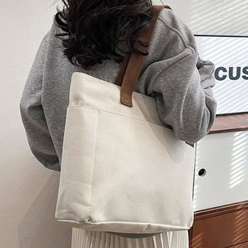 캔버스원단가방 3컬러 빅숄더 쇼퍼 에코백 무지가방 (WFJ8OVC)
