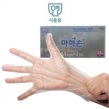마미손 SAAS3249 늘어나는 탄력 식품용 TPE 위생장갑 100매