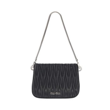 [중고명품] 미우 미우 [리본즈] 블랙 레더 마틀라세 쌔씨 여성