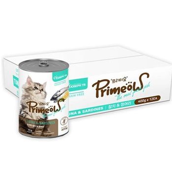 프리미요 IR28JW81 고양이 캔 통조림 간식 참치정어리 400g 12p