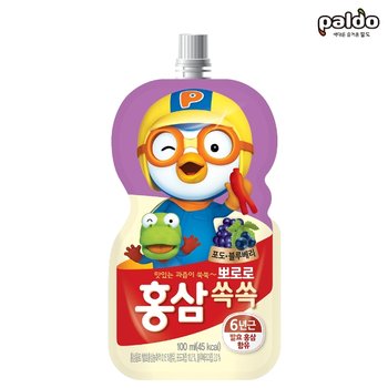 팔도 뽀로로 홍삼 쑥쑥 포도 블루베리 100ml 10포