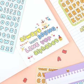 뚱파벳 투명라인 알파벳 스티커 8장 세트_완구 미술용