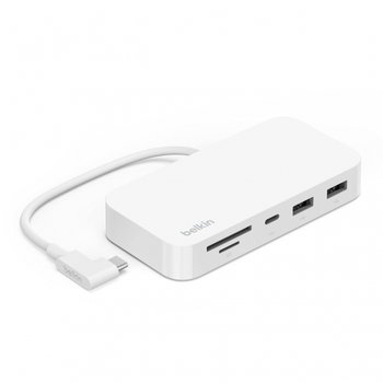 [해외] Belkin iMac USB-C 6-in-1 USB-C3.2 USB-A3.2 1Gbps micro SD&SD INC011btWH 전용 허브 후면
