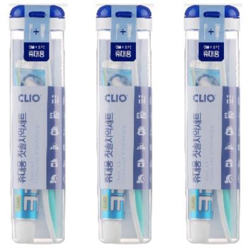 크리오 클리오 휴대용 치약 칫솔 세트 3개 여행용 센스R 키트 잇몸보호부드러운모
