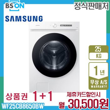 삼성 비스포크 그랑데세탁기 25kg 화이트 WF25CB8650BW 5년 43500