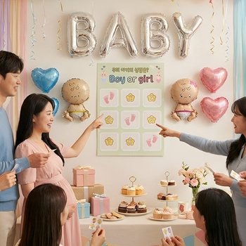젠더리빌 이벤트 빙고 복권 포스터 아기 성별 공개