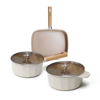 STOLTZ  크림 냄비 프라이팬 IH 인덕션 가성비 주방 3종세트(편수18+양수20+사각팬28)