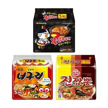 [불구리짬뽕]삼양 불닭볶음면 140g 5개 + 농심 너구리 120g 5개 + 오뚜...