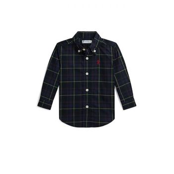 [해외] 폴로 랄프로렌 키즈 플레이드 코튼 Poplin Shirt- 네이비 골드 멀티컬러 855367