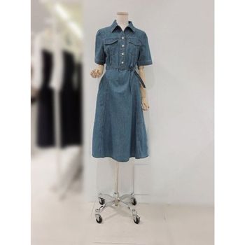 [SOUP] 데님 아웃 포켓 제천벨트 반팔 플레어 원피스 SC5OP33[35847729]