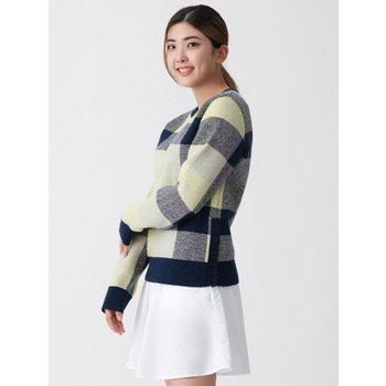 [카카오프렌즈골프] 여성 캐시미어울소재 블록 체크 니트
