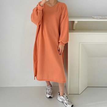 H스타일(OP)와플왕퍼프박스롱원피스 봄롱원피스 여성OPS 홈웨어 빅사이즈 임부복 파자마 잠옷 데이트룩 하객룩