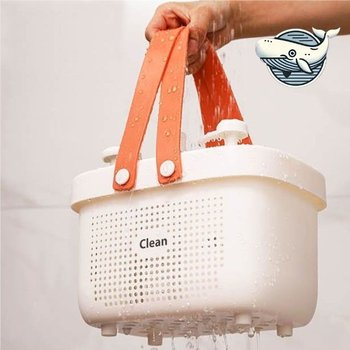 실리콘 손잡이 물빠짐 견고한 목욕 바구니 대형 (WFH6BJX)