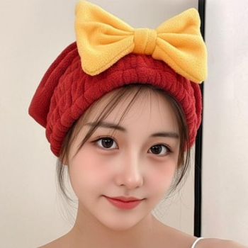 리본 UYY983D4 헤어 드라이 타올 머리 수건 버건디 이수건 샤워헤어캡 세면 용품 페이스