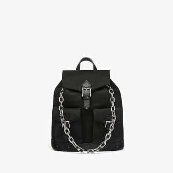 MCM Aren ECONYL®과 가죽 드로우스트링 백팩 MWKFATA03BK