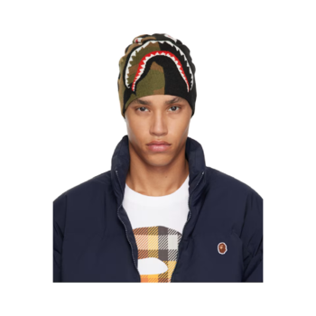 25 FW 베이프 블랙   그린 퍼스트 샤크 니트 비니 251546M138006