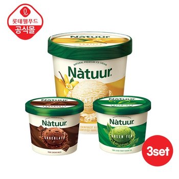 [롯데 나뚜루] 파인트 1개+컵 2개 세트 (바닐라클래식 파인트/녹차 컵/초코 컵)