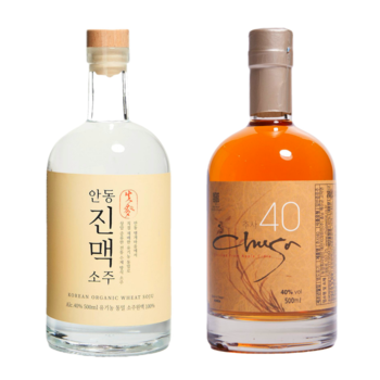 위스키 러버 픽 묶음세트 (진맥소주 40도 500ml+추사 40도 500ml) 쇼핑백포함