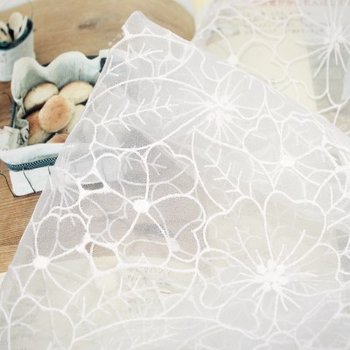 [모모제작소]플라썸 레이스 코튼자수 가리개커튼 130x122