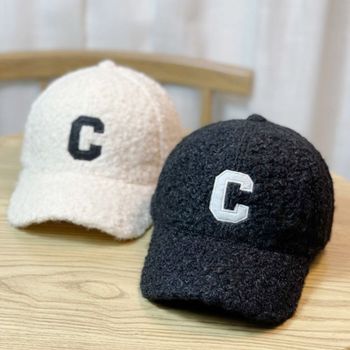 귀여운 따뜻한 뽀글이 ?파벳 C 볼캡 야구 모자 빅사이즈모자