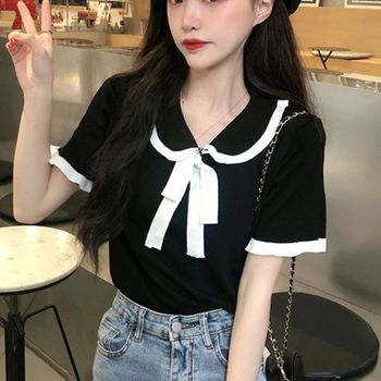 여성 MASC9835 모던한 외출 데이트 패션 여성스러운 카라 반팔티셔츠