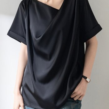 플로렌 / 우베르 드레이프 쉬폰 카라 티셔츠 BA40557