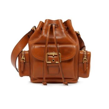 25 FW  카메라 드로스트링 클로저 골드톤 피니시드 싱글 핸들 클레이브라운 숄더백 135564897