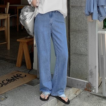 [공구우먼] [제작] 메릿 뒷밴딩 숏앤롱 썸머 세미 와이드 데님 팬츠 76939 빅사이즈 여성의류