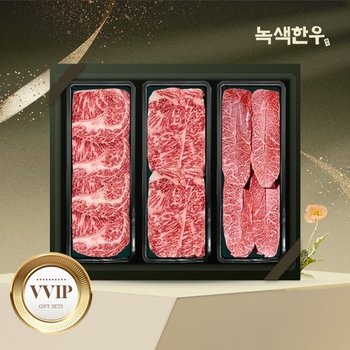 [녹색한우] 무항생제 1++등급 프리미엄 VVIP 한우선물세트 2호 3.6kg (등/채/특)