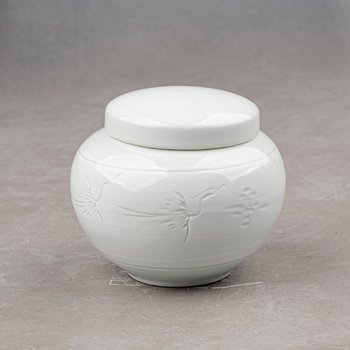 백자조각운학 경옥고단지 1.2kg